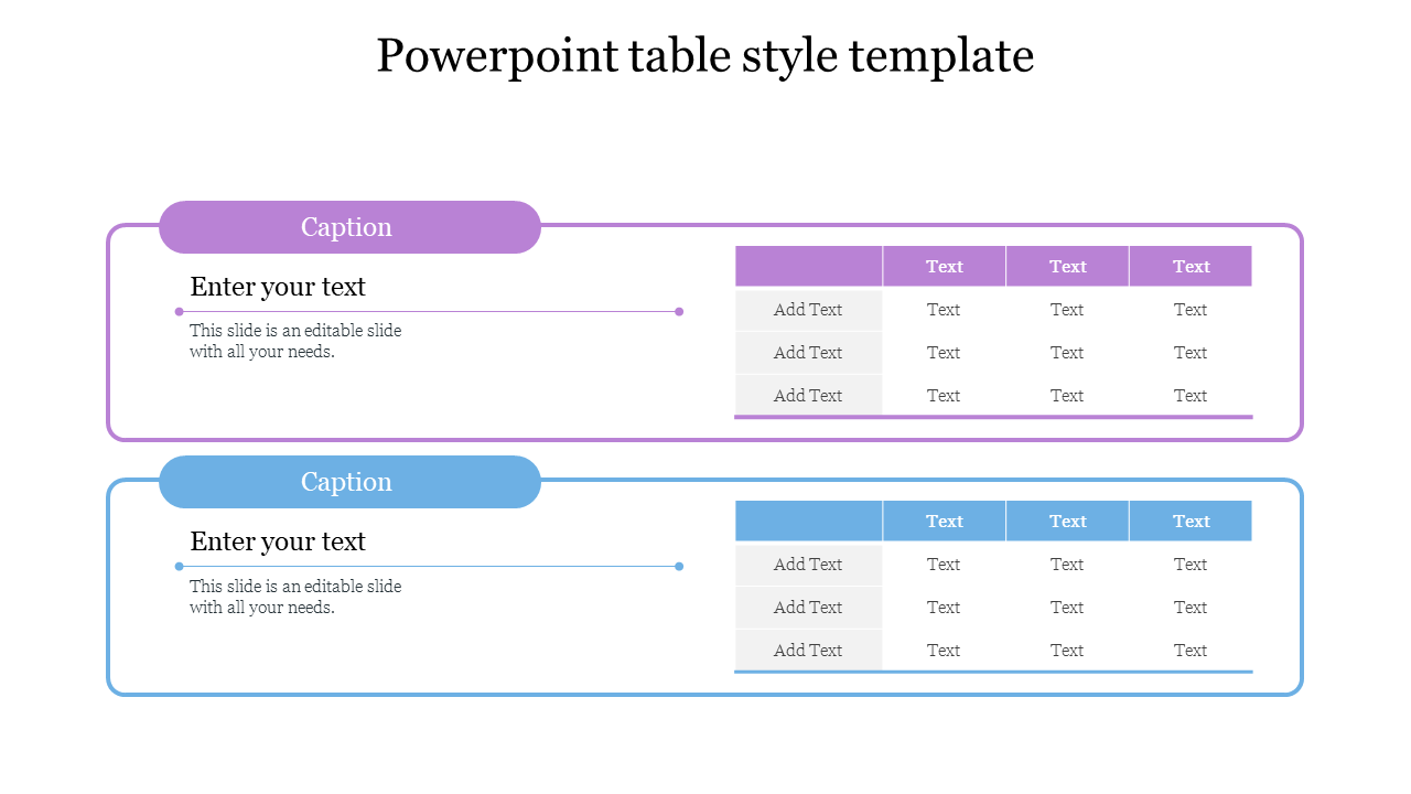Stunning PowerPoint Table Style Template PPT Designs